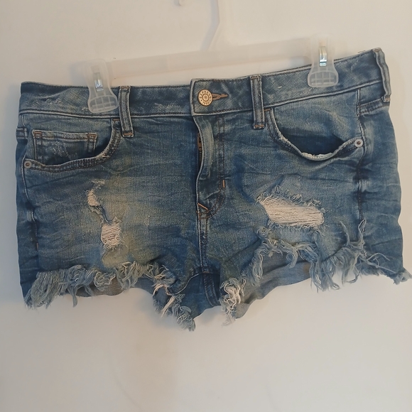 Express Pants - Express Light Blue Ripped Jean Shorts